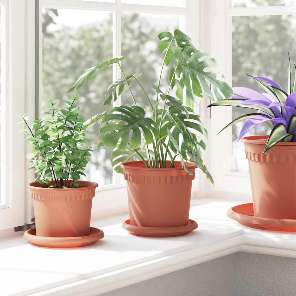 Runder Blumentopf 6 pcs Ziegelrot Ø 15 x 12 cm Kunststoff