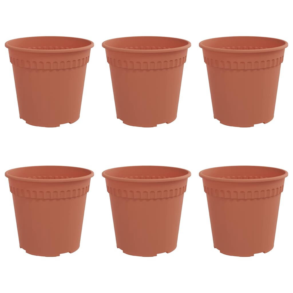 Runder Blumentopf 6 pcs Ziegelrot Ø 19 x 16 cm Kunststoff