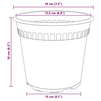 Runder Blumentopf 24 pcs Ziegelrot Ø 19 x 16 cm Kunststoff