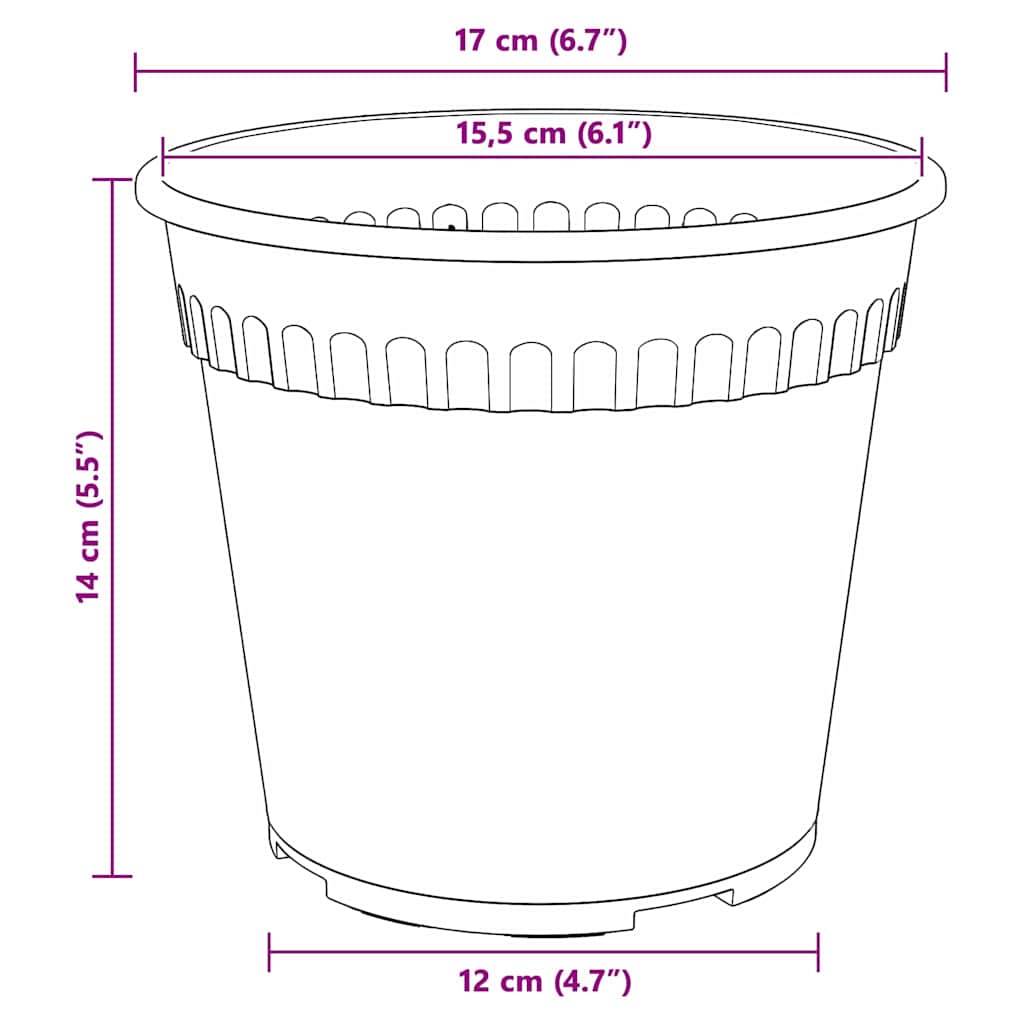 Runder Blumentopf 24 pcs Schwarz Ø 17 x 14 cm Kunststoff
