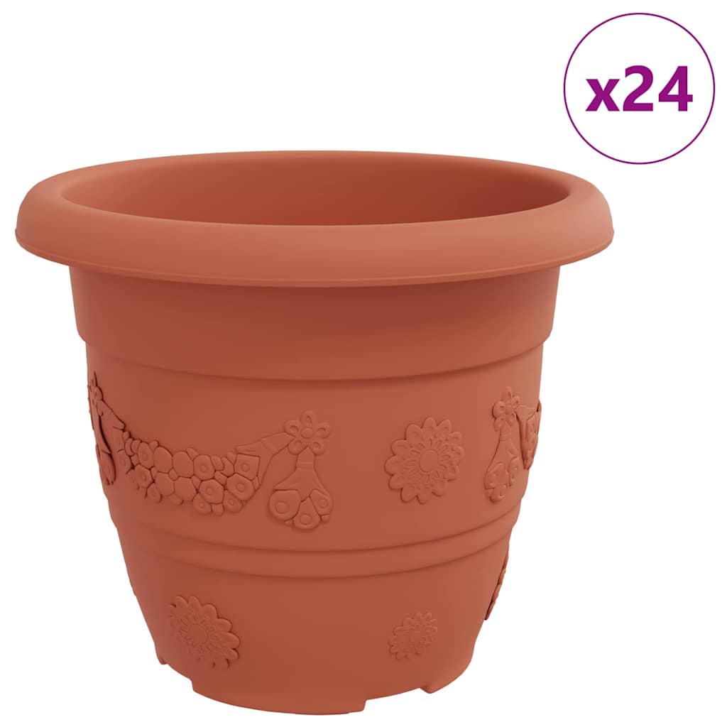 Runder Blumentopf 24 pcs Ziegelrot Ø 26 x 21,5 cm Kunststoff