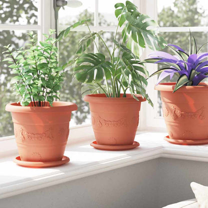 Runde Blumenplatte 24 pcs Ziegelrot Ø 14 x 2 cm Kunststoff