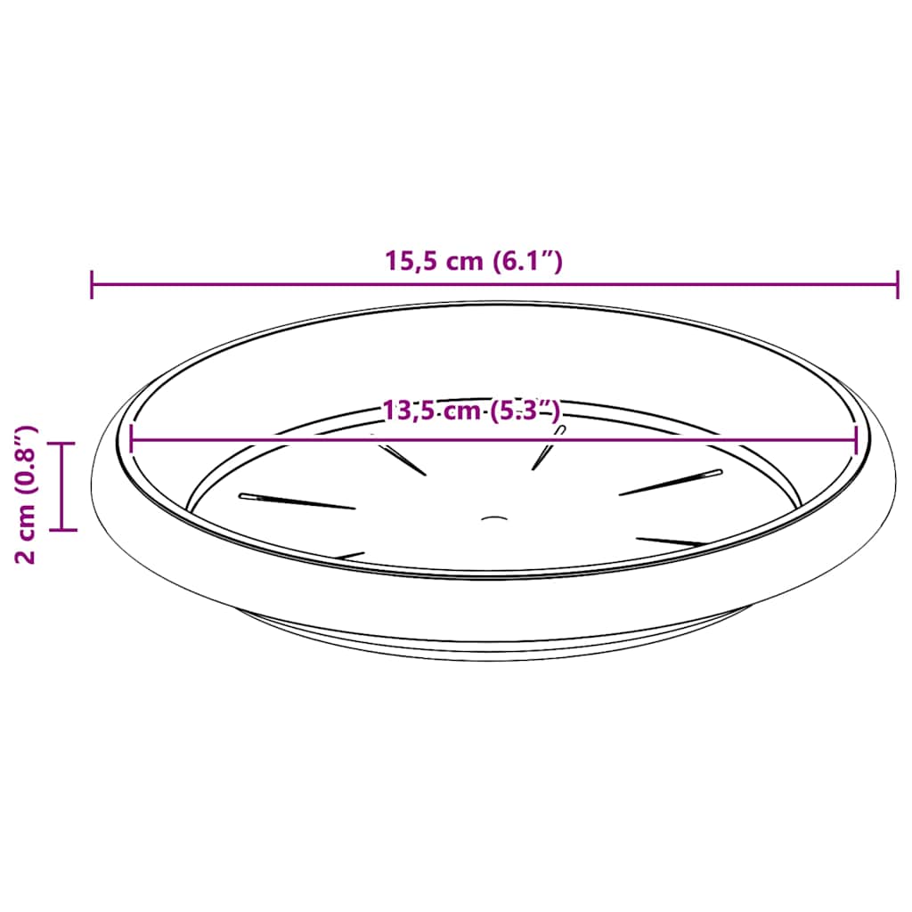 Runde Blumenplatte 24 pcs Schwarz Ø 15,5 x 2 cm Kunststoff