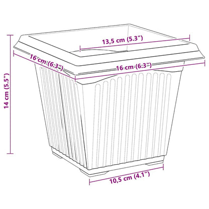 Quadratischer Blumentopf 6 pcs Ziegelrot 16 x 16 x 14 cm