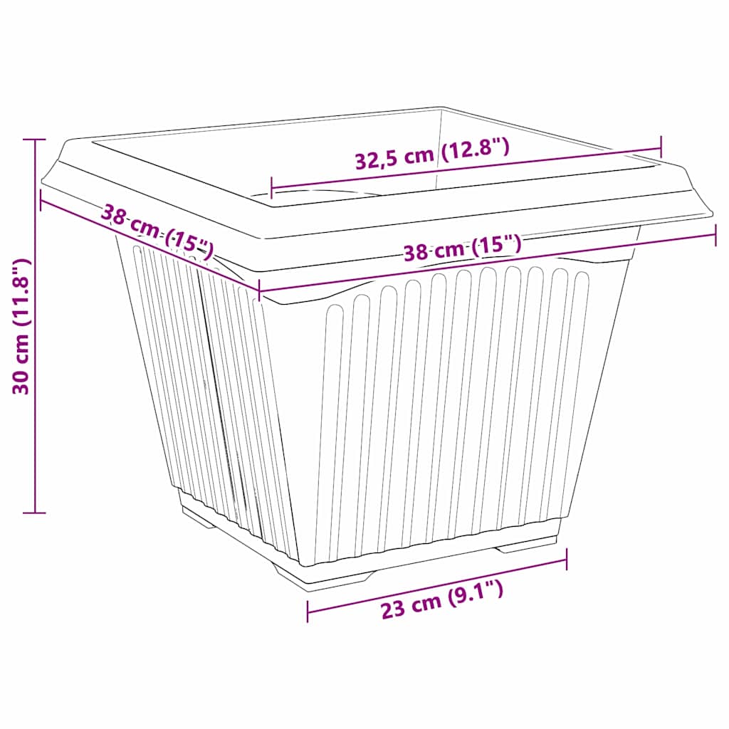 Quadratischer Blumentopf 24 pcs Ziegelrot 38 x 38 x 30 cm