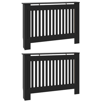 Heizkörperabdeckung 2 pcs Schwarz 112 x 19 x 81,5 cm