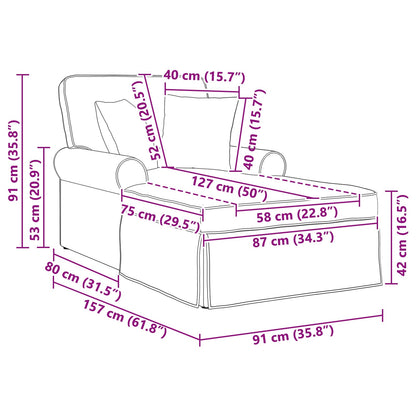 Chaise Lounge mit Rock mit Kissen 3 pcs Schwarz Stoff