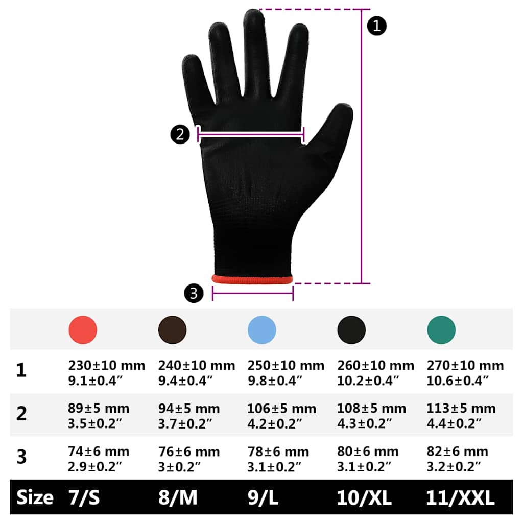 Arbeitshandschuhe 24 pcs Schwarz 7 / S Polyester