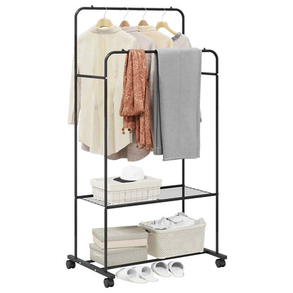 Kleiderständer mit Regal Mit Rad Schwarz 80 x 53 x 156 cm