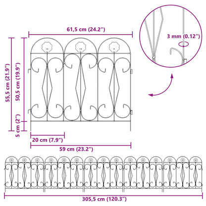 Gartenzaun Spalier Schwarz 305,5 x 55,5 x 0,3 cm