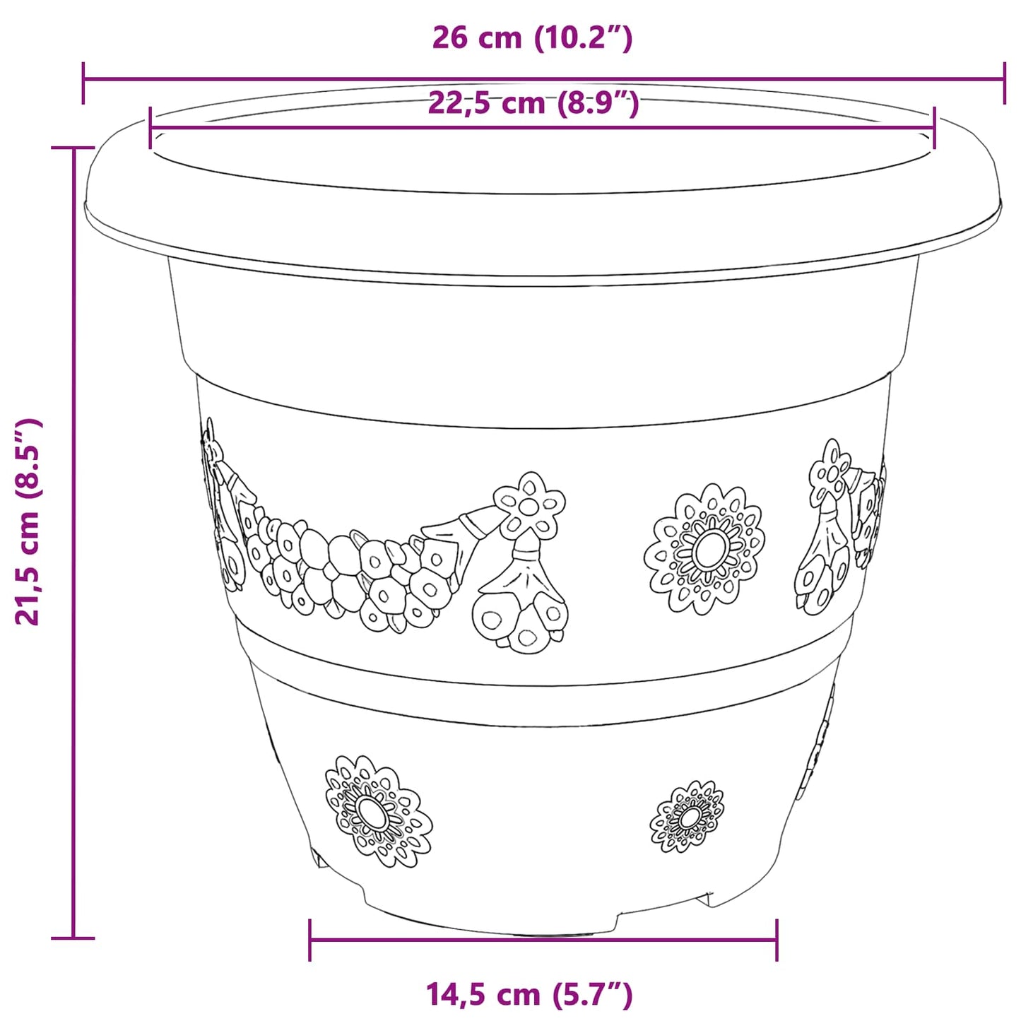Blumentöpfe 24 pcs Ziegelrot Ø 26 x 21,5 cm Kunststoff