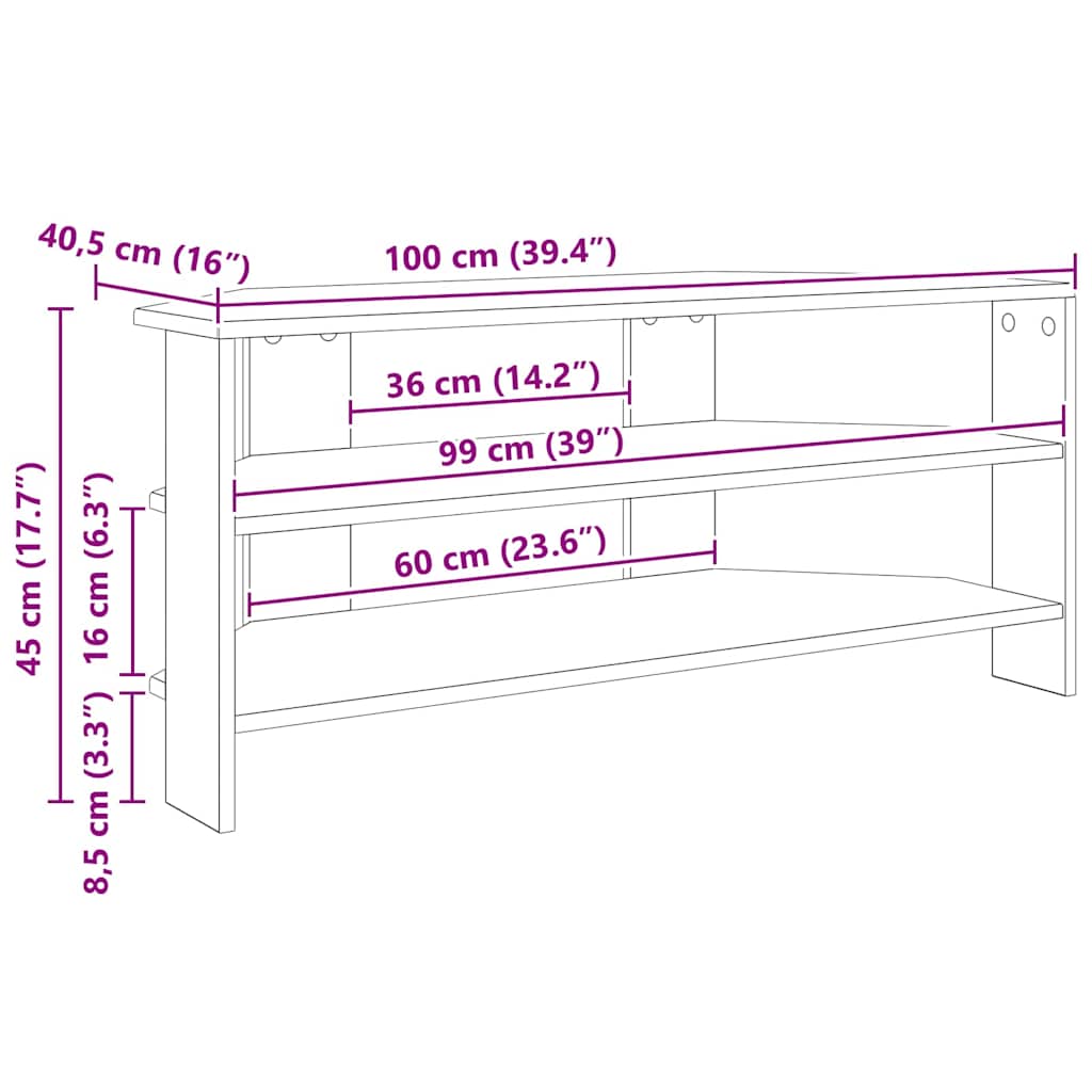 EckTVSchrank Artisan-Eiche 102x40,5x45cm Holzwerkstoff