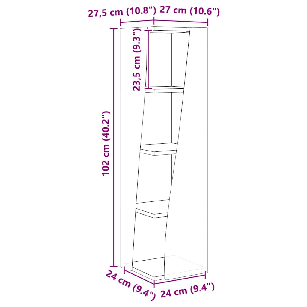 Eckschrank 27,5x27x102cm Holzwerkstoff