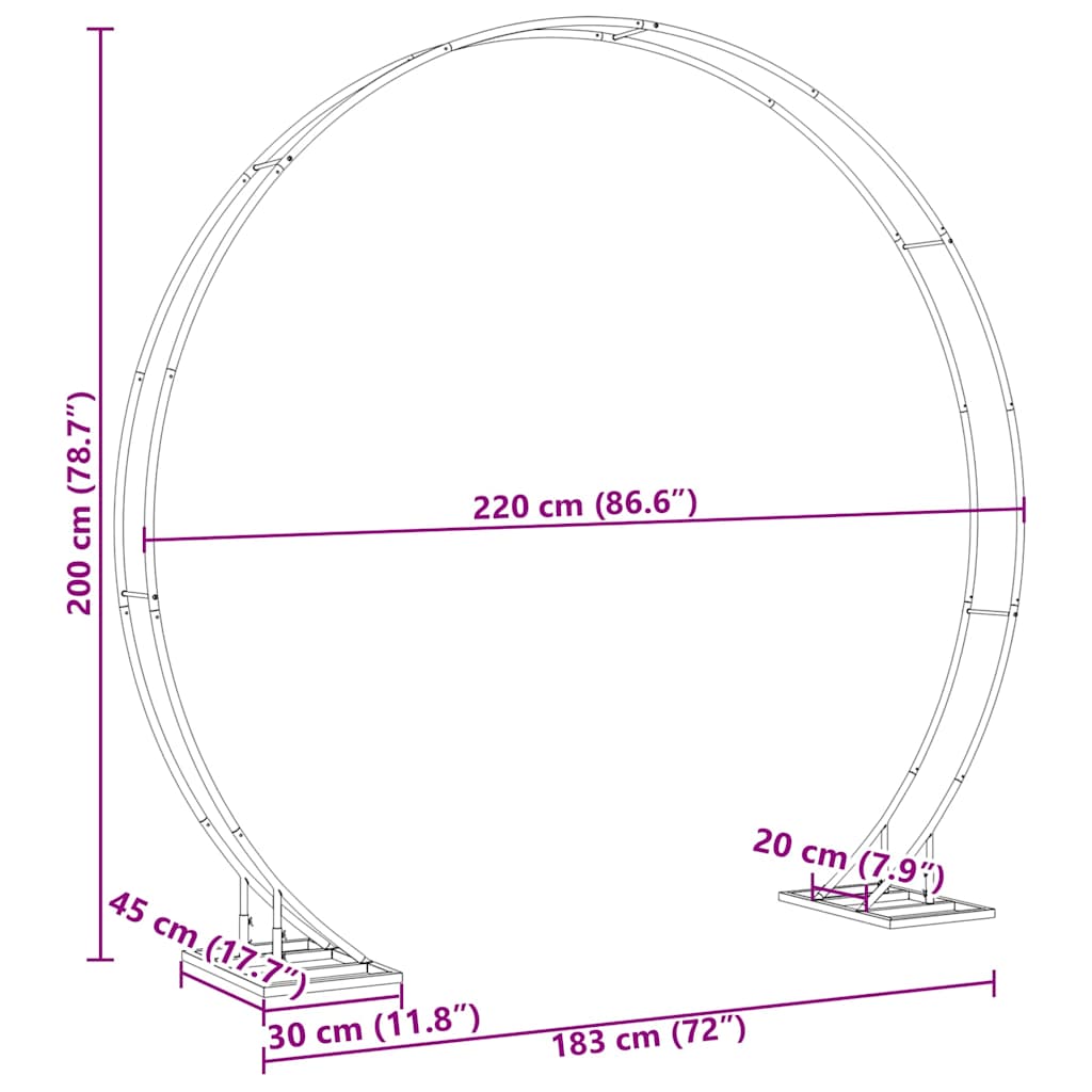 Hochzeitsbogen Gold 220 x 45 x 200 cm Stahl