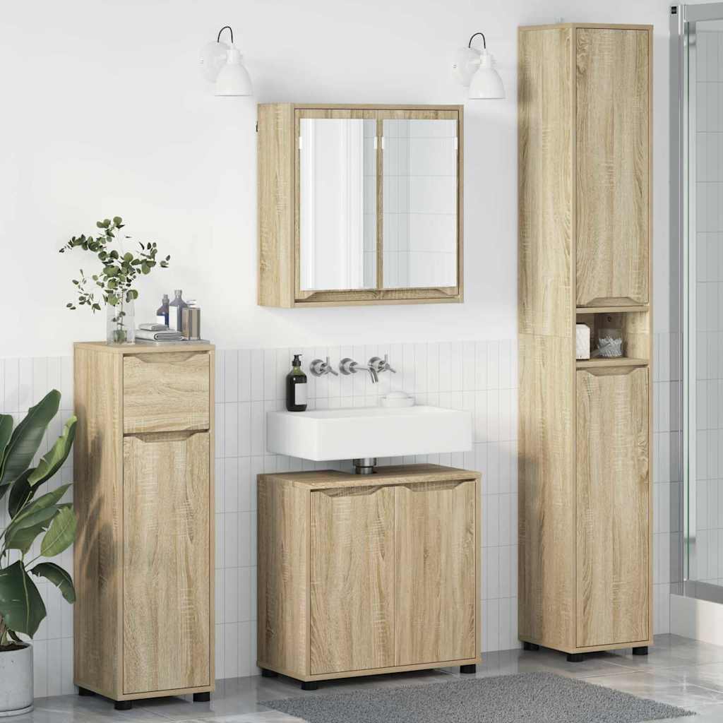 Badezimmermöbel-Set mit Regal 4 pcs Sonoma-Eiche Holzwerkstoff