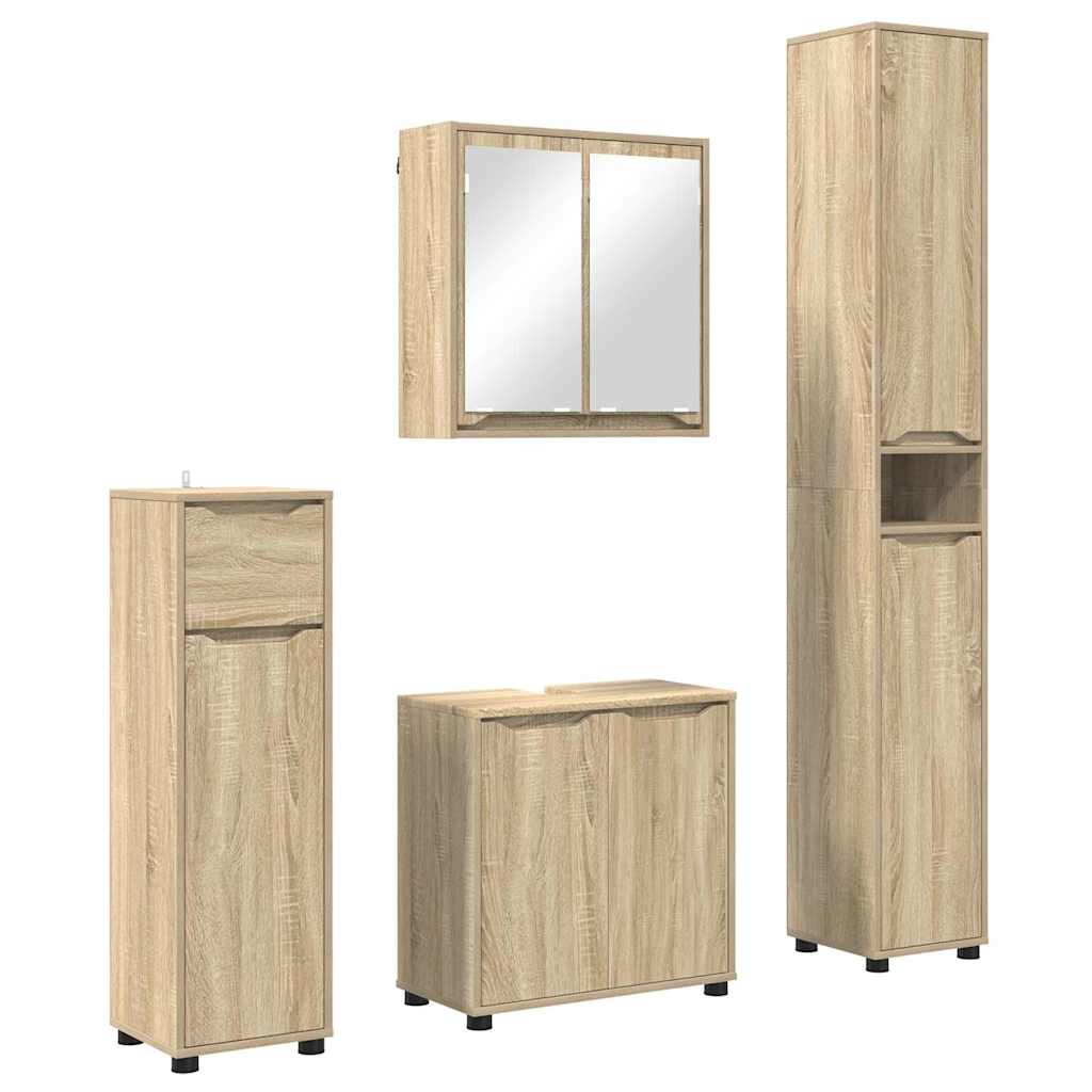Badezimmermöbel-Set mit Regal 4 pcs Sonoma-Eiche Holzwerkstoff
