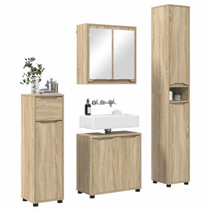 Badezimmermöbel-Set mit Regal 4 pcs Sonoma-Eiche Holzwerkstoff