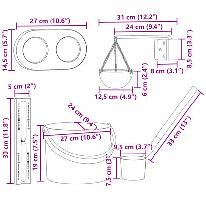 Sauna Zubehör Set 5 pcs Schwarz