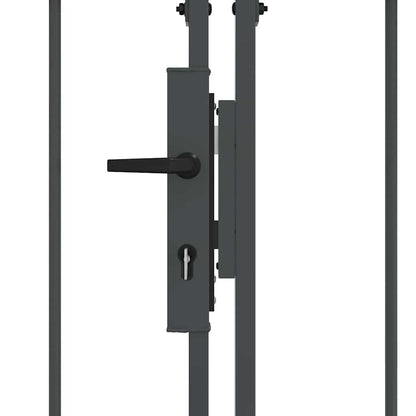 Gartentor mit gewölbtem Oberteil Grau 400 x 125 cm Stahl
