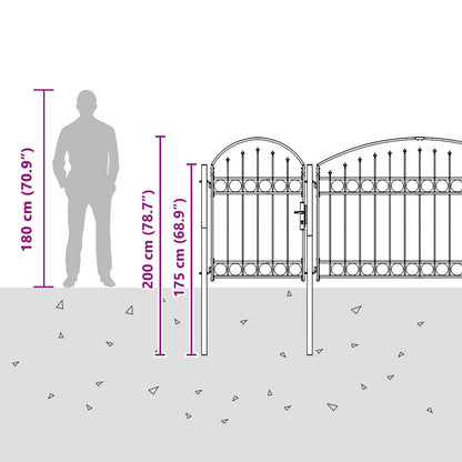 Gartentor mit gewölbtem Oberteil Grau 500 x 100 cm Stahl