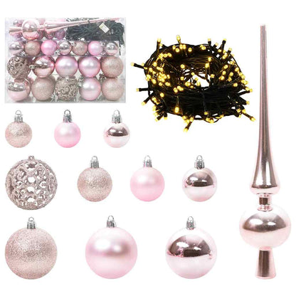 Weihnachtskugel-Set mit 150 LEDs 61 pcs Rosa Kunststoff