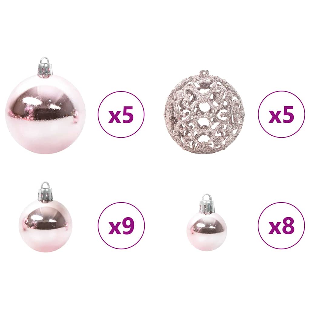 Weihnachtskugel-Set mit 150 LEDs 61 pcs Rosa Kunststoff