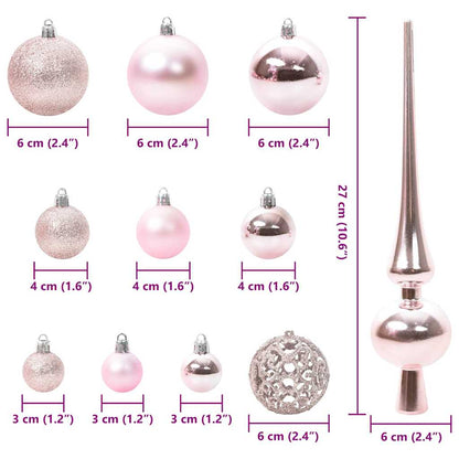 Weihnachtskugel-Set mit 150 LEDs 61 pcs Rosa Kunststoff