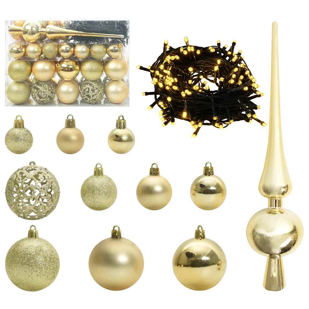 Weihnachtskugel-Set mit 150 LEDs 61 pcs Gold Kunststoff