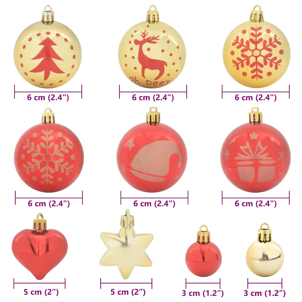 Weihnachtskugel-Set 40 pcs Gold und Rot Kunststoff