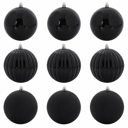 Weihnachtsbaum Ornament Set XL 9 pcs Schwarz Kunststoff