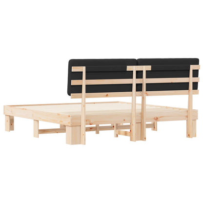 Bettgestell mit gepolstertem Kopfteil Schwarz 180 x 200 cm