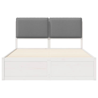 Bettgestell mit gepolstertem Kopfteil Hellgrau 135 x 190 cm