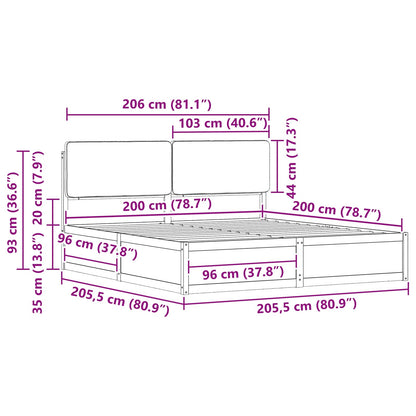 Bettgestell mit gepolstertem Kopfteil Schwarz 200 x 200 cm