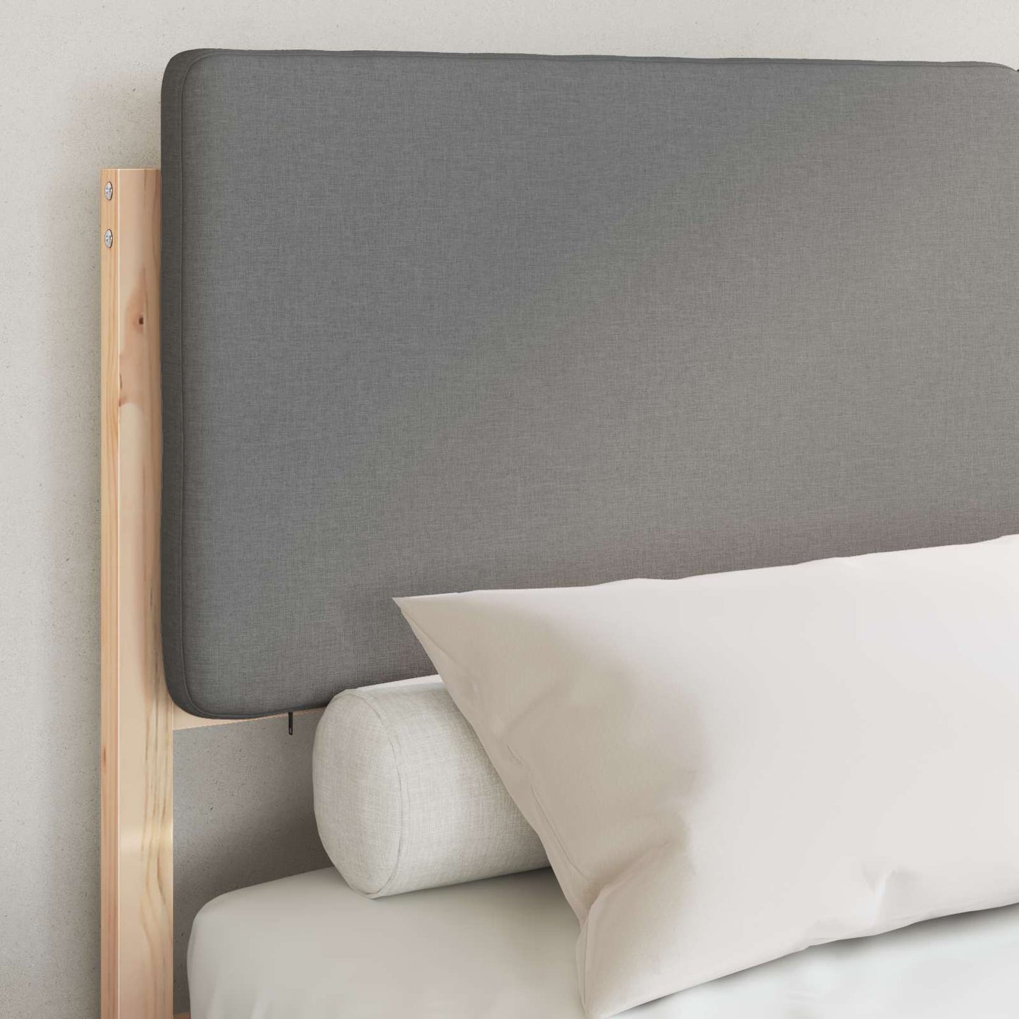 Bettgestell mit gepolstertem Kopfteil Hellgrau 160 x 200 cm