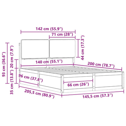 Bettgestell mit gepolstertem Kopfteil Dunkelgrau 140 x 200 cm