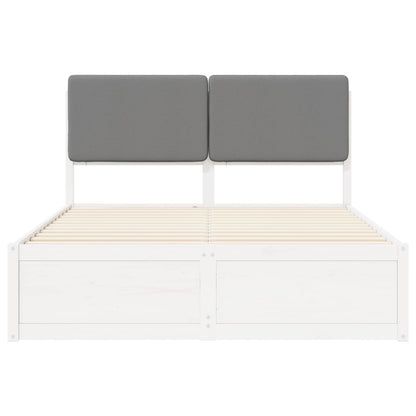 Bettgestell mit gepolstertem Kopfteil Hellgrau 135 x 190 cm