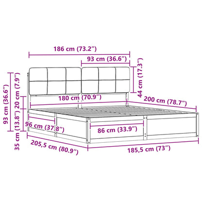 Bettgestell mit gepolstertem Kopfteil Taupe 180 x 200 cm
