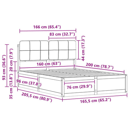 Bettgestell mit gepolstertem Kopfteil Schwarz 160 x 200 cm