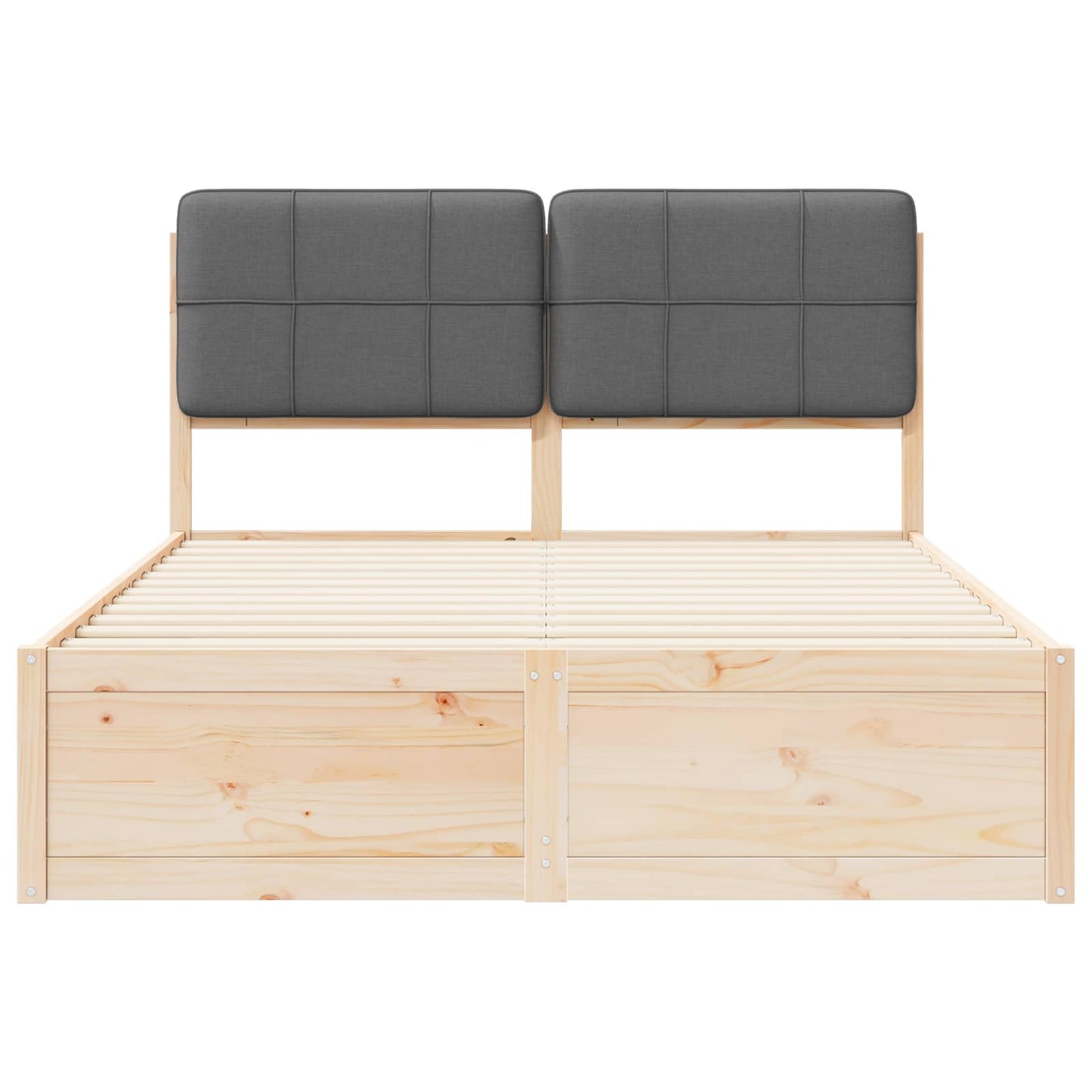 Bettgestell mit gepolstertem Kopfteil Dunkelgrau 140 x 200 cm