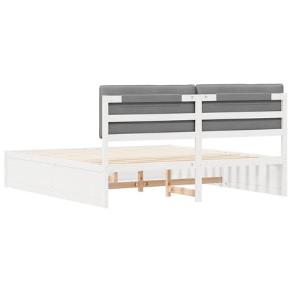 Bettgestell mit gepolstertem Kopfteil Hellgrau 180 x 200 cm