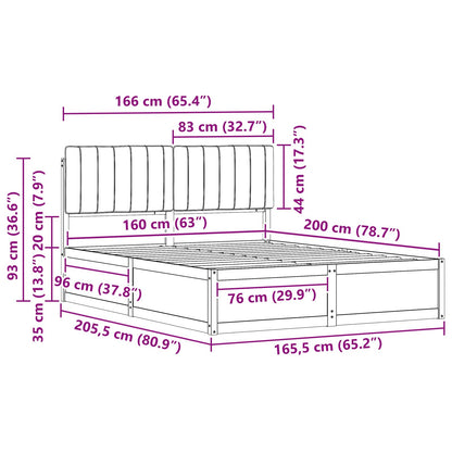 Bettgestell mit gepolstertem Kopfteil Dunkelgrau 160 x 200 cm