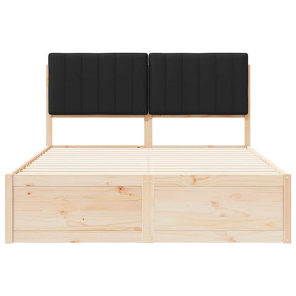 Bettgestell mit gepolstertem Kopfteil Schwarz 140 x 190 cm