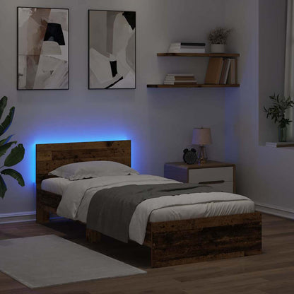 Bettrahmen mit Kopfteil Altholz 100 x 200 cm Holzwerkstoff