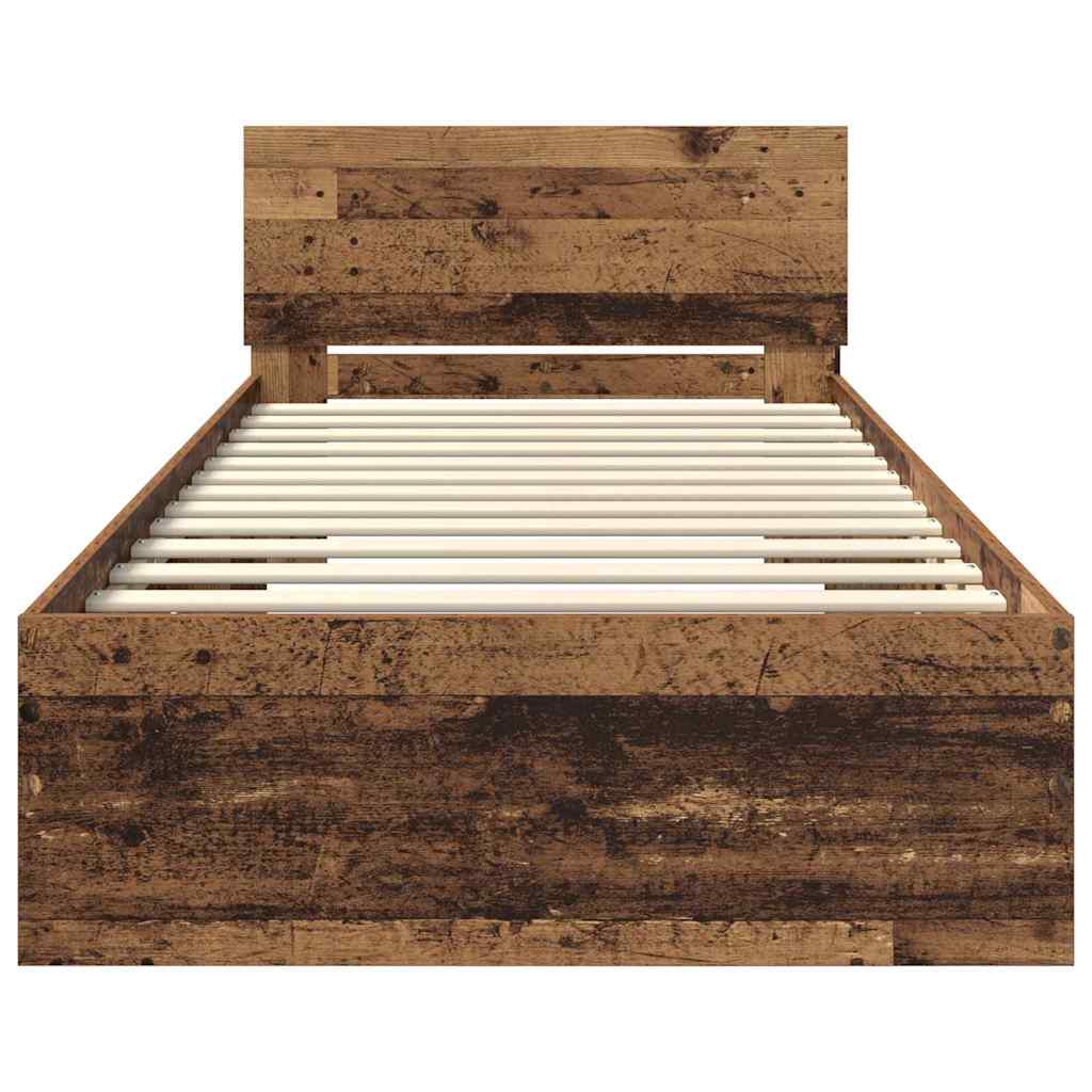 Bettrahmen mit Kopfteil Altholz 100 x 200 cm Holzwerkstoff