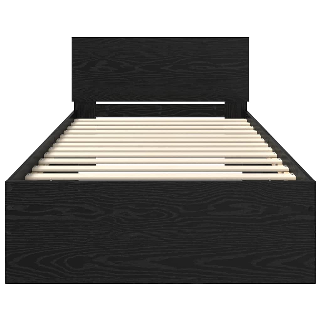 Bettrahmen Schwarz Eichen-Optik 90 x 200 cm Holzwerkstoff