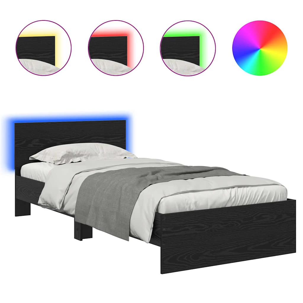 Bettrahmen Schwarz Eichen-Optik 90 x 190 cm Holzwerkstoff