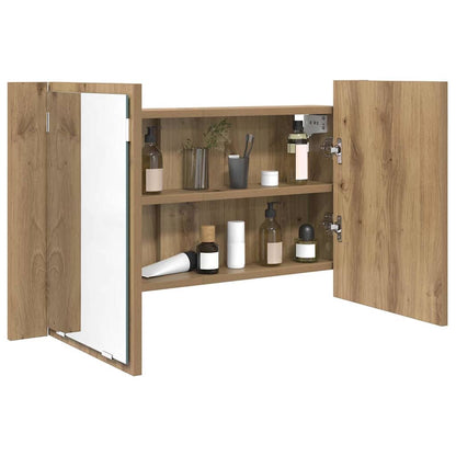 Badezimmerspiegelschrank mit Tür Artisan-Eiche 80 x 12 x 45 cm