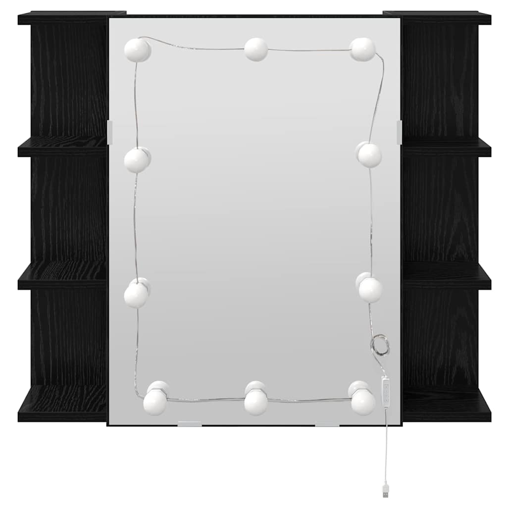 Spiegelschrank mit Regal Schwarz Eichen-Optik 70 x 16,5 x 60 cm