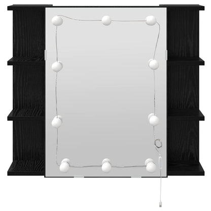 Spiegelschrank mit Regal Schwarz Eichen-Optik 70 x 16,5 x 60 cm