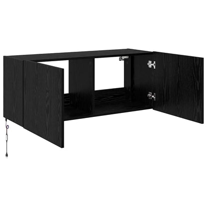 TV-Wandschrank Schwarz Eichen-Optik 100 x 35 x 41 cm